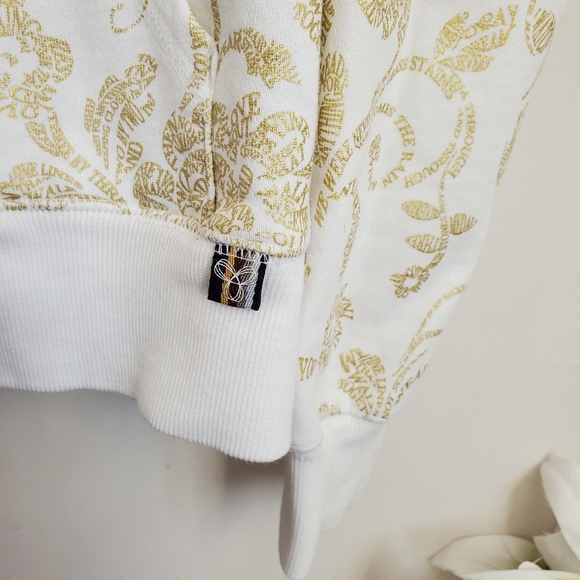 TNA Fleece Retro/Vintage Patterned Zip Up Hoodie in White & Gold - Picture 11 of 16